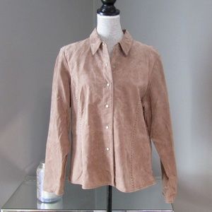 NEW Ruff Hewn 100% Leather Suede Snap Front Jacket